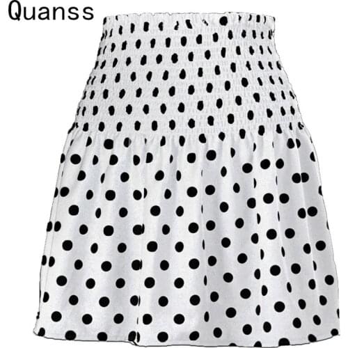 Quanss New Arrival 2021 Summer High Waist Dot Print Skirt Women Fashion Streetwear Casual Loose Mini Club Sexy Skirts WZQ06
