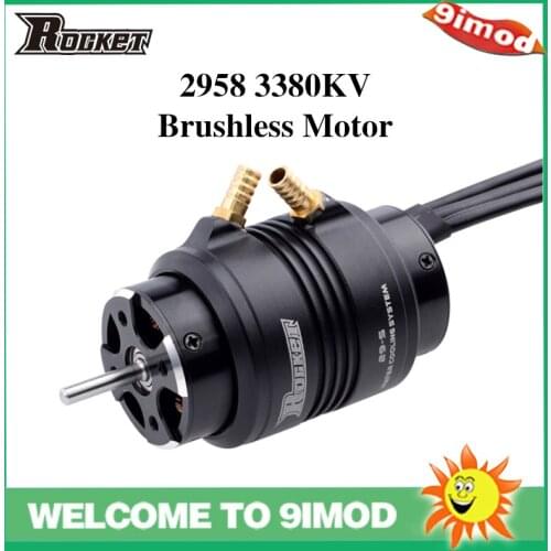 New Rocket 2958 3380KV Brushless Waterproof Motor with 29-S Water Cooling Jacket Cover 3.175mm 4 Pole Shaft For 600-800mm