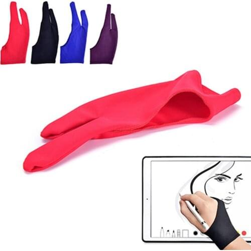 Drawing Glove for any Graphics Tablet 2 Finger Anti-fouling Painting Glove Right and Left Hand Universal Mitten