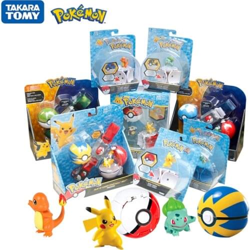 Genuine TOMY Pokemon Elf Ball Belt Pikachu Pokeball Pocket Monster Variant Toy Set cosplay Action Figure Model Kids Toy Gift