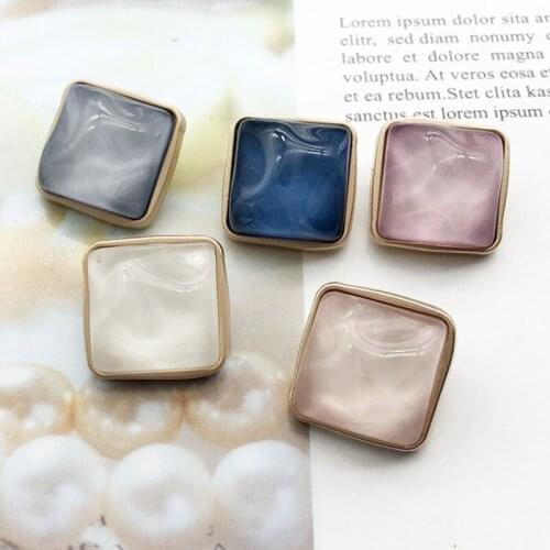 Square Wave Stone Metal Combination Button DIY Sweater Coat Alloy Hand-sewn Button Color Decorative Button 2Pcs/lot HS20109-2