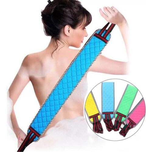 Shower Back Scrubber Exfoliating Bath Pull Back Strap for Women and Men Soft Bath Sponge Towel Body Brush Random Color