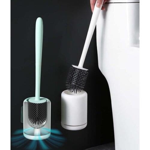Silicone Toilet Brush Wc Quick Drying Bracket Gap Brush With Holder Flat Head Soft Bristles Cleaning Tools Bathroom Accessories