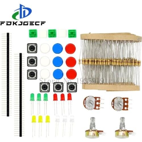 Starter Kit with Switch, Color Led, Resistors,Rotary Potentiometer for Arduino UNO R3 Mega2560 Mega328 Nano