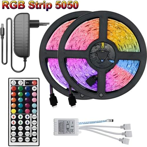 LED Strips Lights 12V RGB 5050 Flexible Lamp Tape Flexible Ribbon Diode SMD5050 TV BackLight Christmas luces