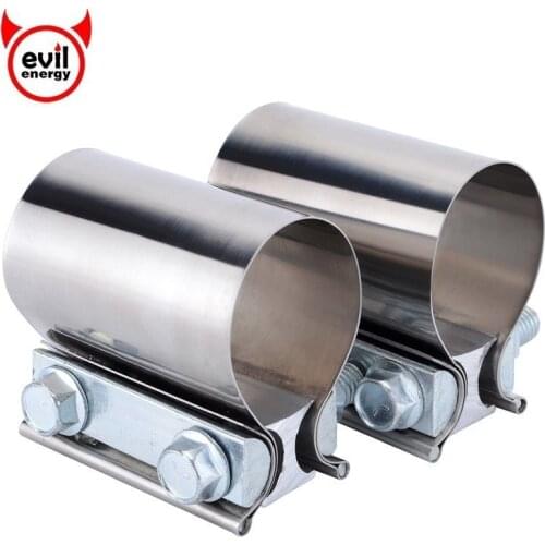 2.0" 2.25" 2.5" 3.0" 4.0" 304 Stainless Steel Exhaust Sleeve Butt Joint Clamp Exhaust Pipe Sleeve Coupler Step Clamps