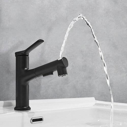 Pull-Out Bathroom Basin Sink Faucet Washbasin Rinser Sprayer Gargle Brushing 3 Mode Wash Basin Mixer Tap Cold & Hot Basin Faucet