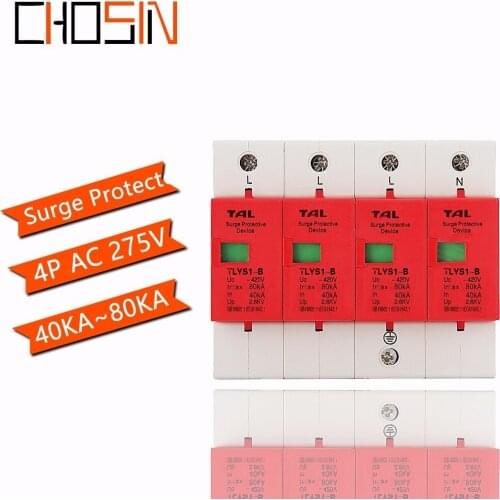 Surge Protector B80-4P 40KA~80KA 275V 385V 420V AC Spd House Protective Low-voltage Arrester Device 3P+N Lightning Protection