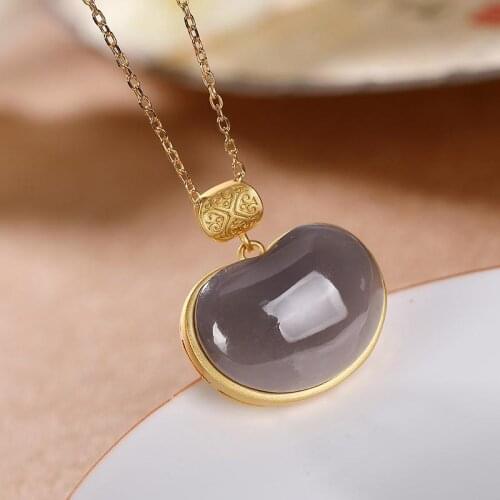 S925 Sterling Silver Natural Hetian Jade Gray Jade Ruyi Retro Simple Stylish Temperament Short Necklace for Ladies Female Pendan