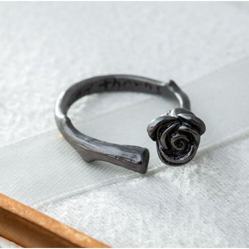 2017 Fashion Vintage Rose Rings I don't Mind Thorns Anti Sliver Opeming Adjustable Ring Jewelry for Women L0348