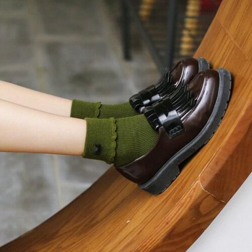 1Pair/lot Lovely Solid Cotton Socks Autumn Winter Style Creative Cute Women Socks Girls Butterfly Bobby Sox Calcetines Meias