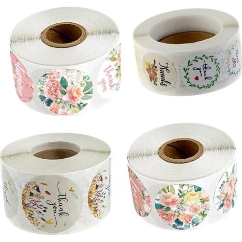 500Pcs/roll Floral Thank You Sticker For Seal Label Scrapbooking Christmas Sticke Decoration Sticker Stationery Sticker