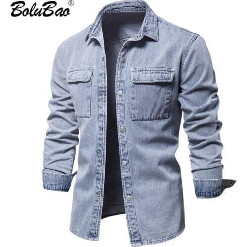 Мужские джинсовые рубашки Bolubao China At AliExpress