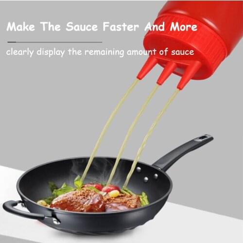 3 Holes Condiment Squeeze Bottles ,For Ketchup Mustard Mayo Hot Sauces Olive Oil Bottles Kitchen Gadget Cooking Accessories