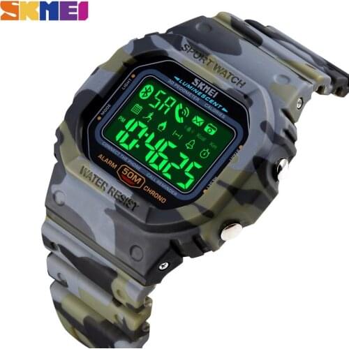 SKMEI 5Bar Waterproof Pedometer Calendar Military Bluetooth Sport Mens Watches Male Digital Wristwatches Relogio Masculino 1629