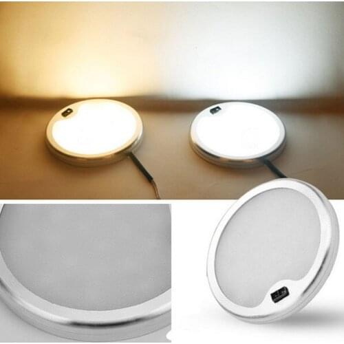 5W Home Lights Motion Sensor LED Under Cabinet Lighting Aluminum Kitchen Light Counter Hand Wave Switch IR Lamp Round Puck Shelf