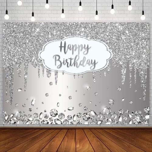 Avezano Happy Birthday Backdrop Diamond Glitter Customized Photography Backgrounds Photo Studio Photozone Photophone Decor Props