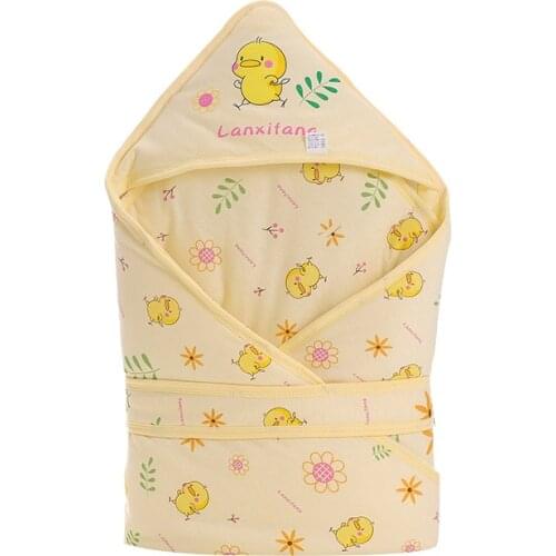Cotton Girls Boys Baby Blanket Cartoon Animal Print Newborn Swaddle Hooded Wrap