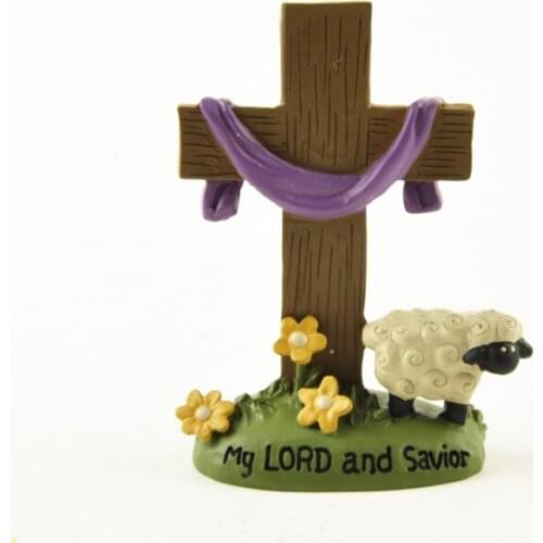 Christian Gifts Cross Hand Painted Resin Ornament Christianity Crucifix Crafts Easter Lamb Revive Statue the Figure Home Decor