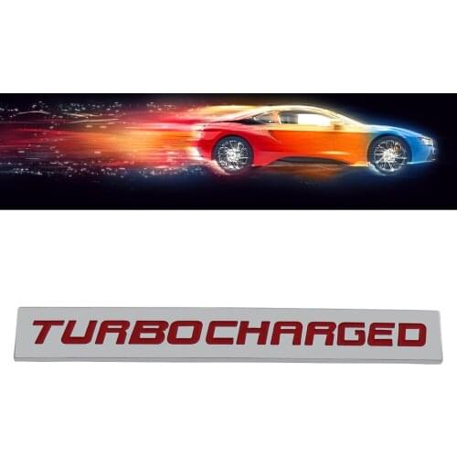 Chrome Red TURBOCHARGED Engine for Fender Trunk Lid Emblem Decal Badge Sticker