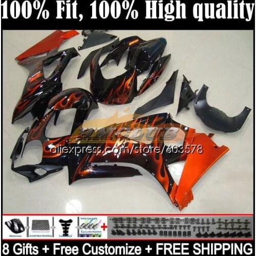 Injection For SUZUKI GSXR1000 GSX R1000 K7 GSX-R1000 13CL.24 GSXR-1000 07 08 GSXR 1000CC 1000 CC 2007 2008 Fairing Orange flames