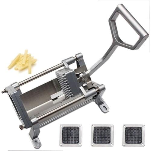 French Fry Cutter Potato Chips Chopper Fruit Vegetable Shredder Cutting Machine with 3PCS Stainless Steel Blade Kitchen Tool