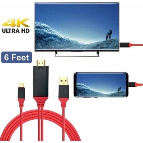 USB 3.1 Type C to HDMI-compatible Cable Adapter Converter Ultra1080P 4k Charging HDTV Video for Samsung Galaxy S9/S8/Note 9