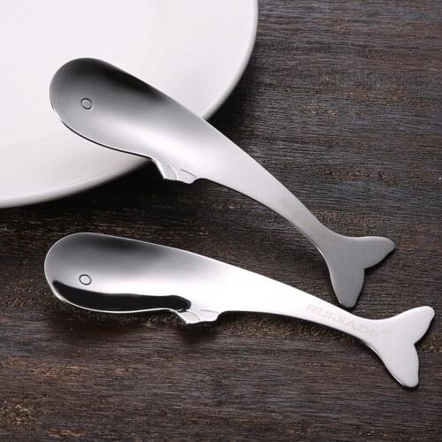 Creative 304 stainless steel cartoon whale spoon cute ice cream dessert spoon childrens cutlery spoon rice spoon