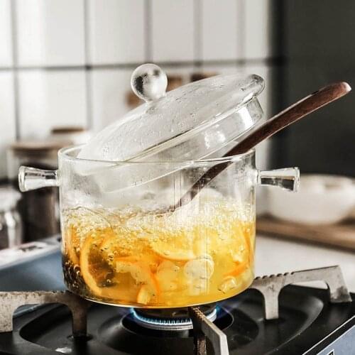 Creative Glass Cooking Pot for Instant Noodle 1L 1.3L Capacity Ins Hot Heat Cold Resistant Cooking on Fire Glass Pot for 1Person