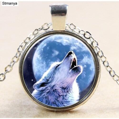 Hot Women Fashion Cute Retro pendant Necklace Wolf Totem Time Gems Party Gift Jewelrty N1072