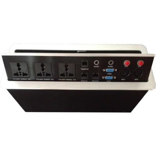 Livolo Tomada Conference Room Strips Socket \ Video Vga Socket\pneumatic Type\hidden\advanced Multimedia Desktop Aluminum Table