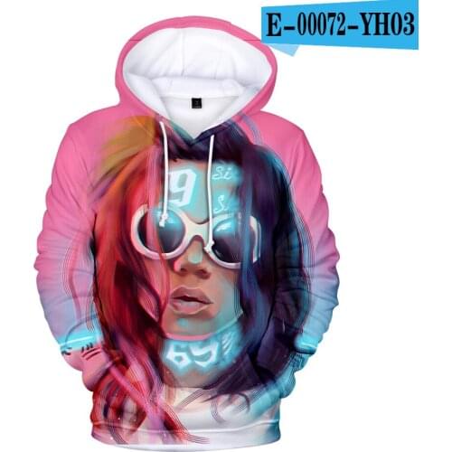 New Rapper Tekashi69 6ix9ine Tekashi 69 Men/women 3D Hoodies Sweatshirts Harajuku Hip Hop Pullover Hooded Cool Popular Outwear