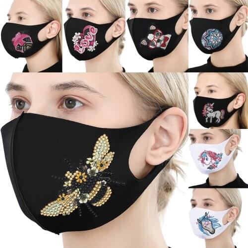 DIY Mosaic Part Drill Face Mask Animal Special Shaped Diamond Painting Kit Multi-style Decorative Party Mask Keep Warm in Winter