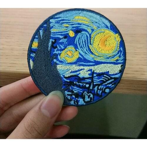 DIY Van Gogh Patch Iron On Patches For Clothing Mona Lisa Embroidery Patches For Clothing Sewing Fabric Garment Decro Accessory