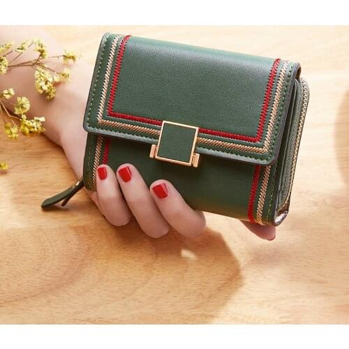 2021 New Cross-border Embroidery Multi-card Organ Card Bag Zipper Short Women Wallet Women Wallet