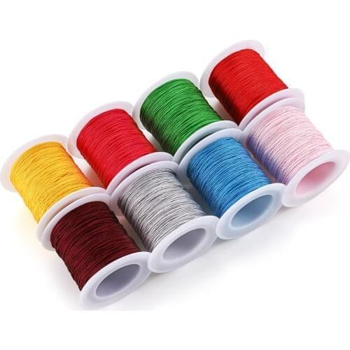 50m/Lot 0.8 mm Colorful Nylon Handmade Braided Rope Bracelets Necklaces Beaded Cord Wire for DIY Jewelry Making Finding Supplies