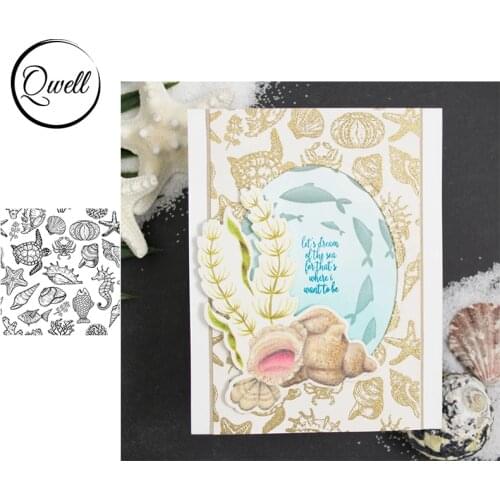 QWELL 4*4 inch Animals Crab Fish Turtle Sea Stars Shell Clear Stamps For DIY Scrapbooking Paper Cards Craft Making Template 2020