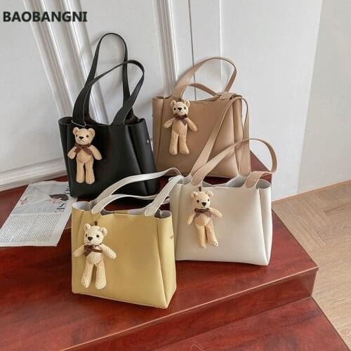 Sale Handbags Womens Bag Large Capacity Shoulder Bags High Quality PU Leather Shoulder Bags Ladies Little Bear Wild Bags
