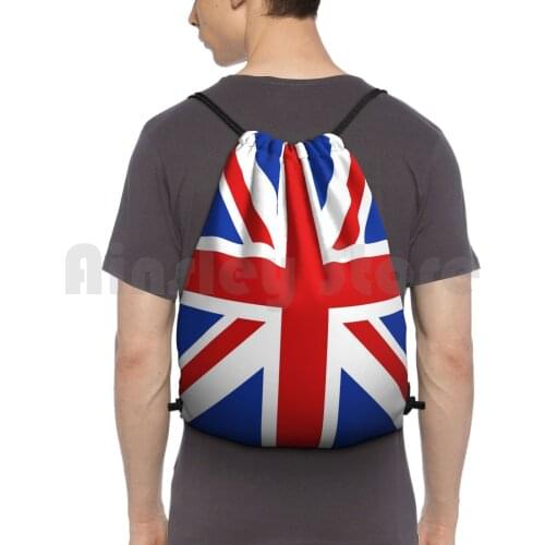 Union Jack ( Red , White & Blue ) Backpack Drawstring Bag Riding Climbing Gym Bag United Kingdom Uk Retro Cool Popular