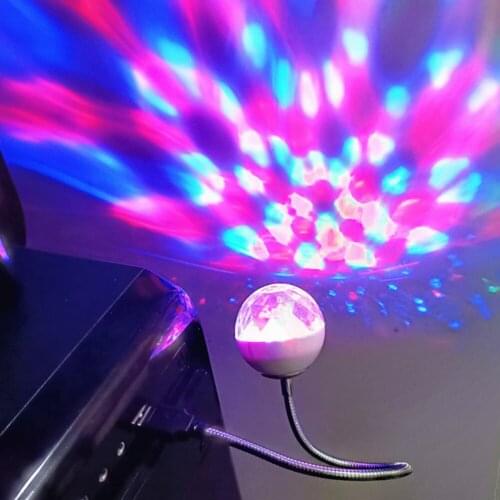 LED Mini Colorful RGB Flash Projector Lamp Ball Rotatory Stage Decor Light Voice Control for Christmas Party Decoration