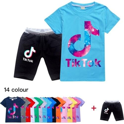 Tik Tok Boys Summer Sets Boys Clothing Cotton Children Clothes T Shirt + Pants Set Suit Toddler Girls Clothing Set Kids Clothes