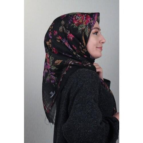 VERTU PATTERNED LINEN FLAMLI SCARF-DESEN-31-RENK-07