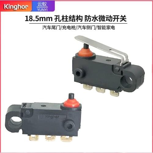 Waterproof MicroSwitch Stroke Detection No/Nc 18.5mm Through-Column Structure Lever 3 Pins For Smart Home Appliance 3c Digital