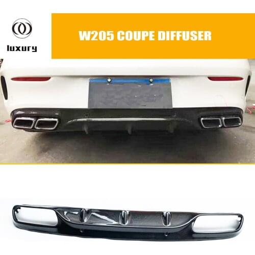 C43 Carbon Fiber AMG Style Rear Bumper Lip Diffuser for Benz W205 C205 Coupe 2DR C200 C220 C300 C43 with AMG Package 15 - 22