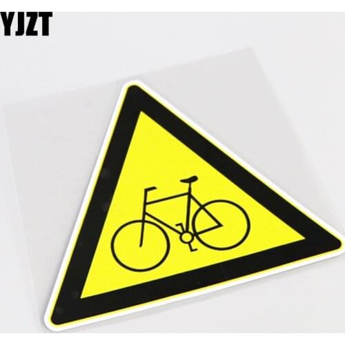 YJZT 14.5CM*12.5CM Creative Warning Mark Pay Attention To Non-motor Vehicles PVC Car Sticker Decals 13-0884