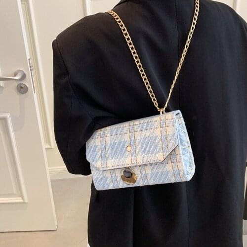 2022 Summer Simple Small Female Crossbody Bag Travel Brand Designer Handbag and Purses Plaid Chain Flap Womens Shoulder Bag