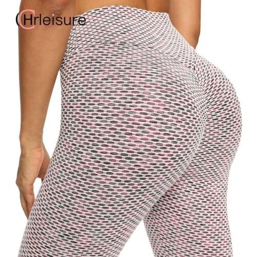 CHRLEISURE Honeycomb Leggings Women Bubble Jacquard Anti Cellulite Leggings Women High Waist Elastic Tummy Control Leggings