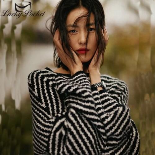 Women Autumn Winter Warm Fashion Striped Knitted Sweater Female New Loose Casual Tops Ladies High Quality O-Neck Pullovers ML164