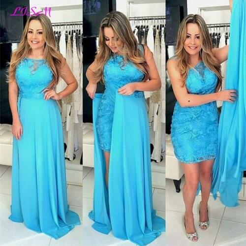 Scoop Neck Lace Sheath Prom Dresses With Detachable Train Two Pieces Women Special Occasion Party Gowns Evening Dress