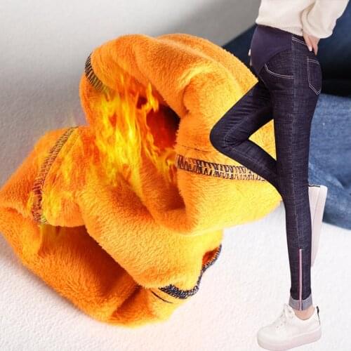 Winter Warm Jeans Maternity Pants Skinny Stretch Pregnancy Pencil Pants For Pregnant Women Clothes Thicken Velvet Jeans Pants